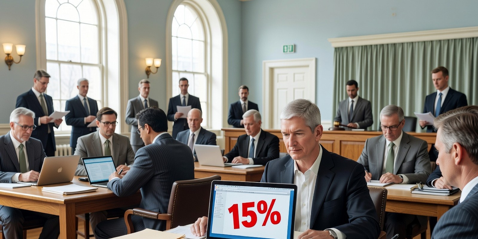 Apple Asked for 15 Percent of Web Purchases — Tech satirical illustration by Roast Station