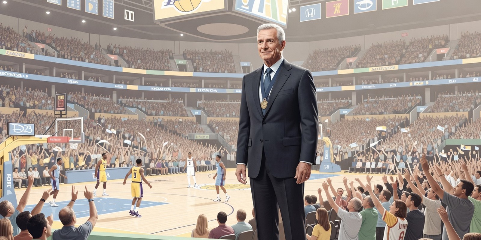 Disney Named Iger a Legend the Week He Bought the Lakers — Celebrities satirical illustration · SPICY tier · Roast Station editorial