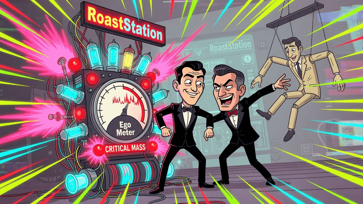 Ego Meter: Hollywood's Puppet Delusion Hits Critical Mass — Entertainment satirical illustration by Roast Station