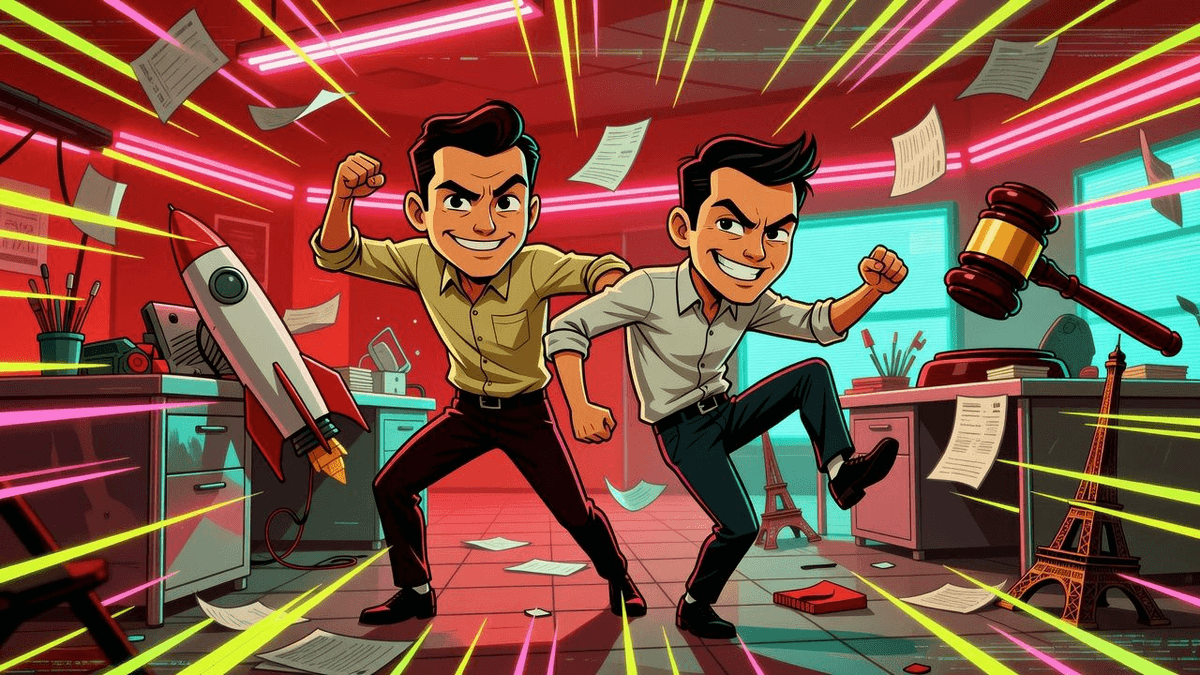 French Startup Scrapping Rocket Name Over Trademark Tantrum — Tech satirical illustration by Roast Station