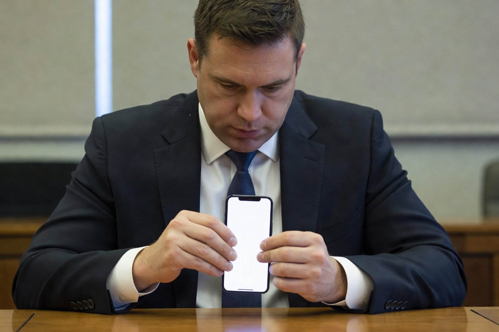 McInerney Factory-Reset His Work iPhone at ICAC — Politics satirical illustration by Roast Station