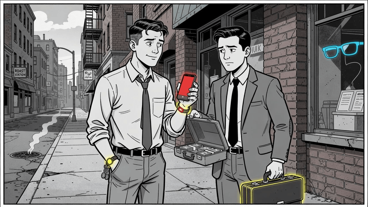 Stanford Grads Pocket $11M for Hormone-Tracking Wearable You'll Pay to Use — Tech satirical illustration by Roast Station