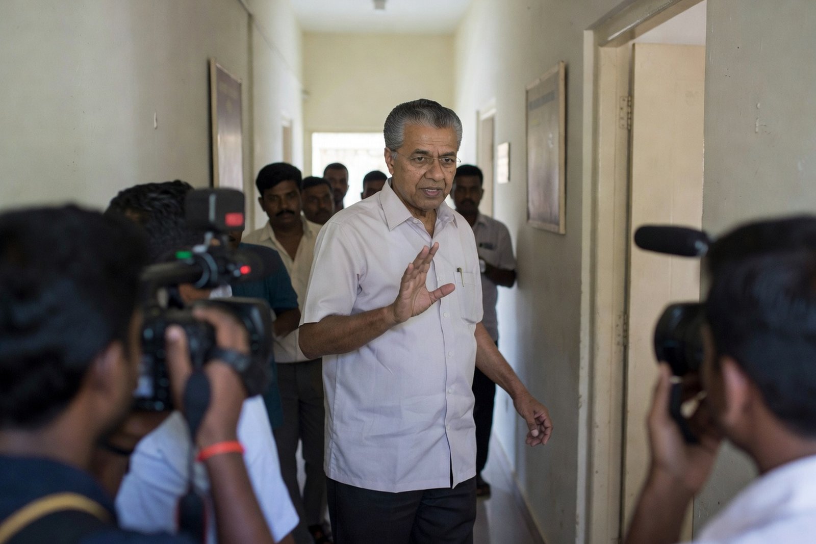 Vijayan Told Reporters to Get Out at Chengannur — Politics satirical illustration by Roast Station