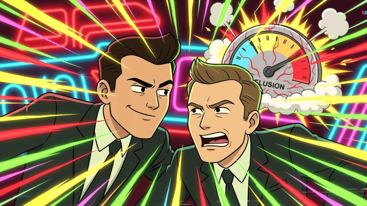 YC Demo Day: Ego Meter Hits Record Delusion — Tech satirical illustration by Roast Station